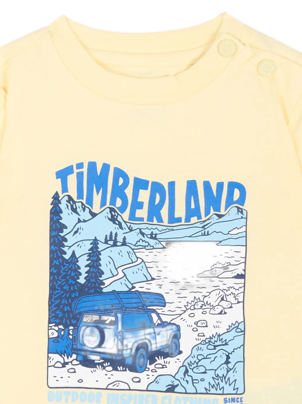 Timberland Kids Katoenen T-shirt met logoprint Geel