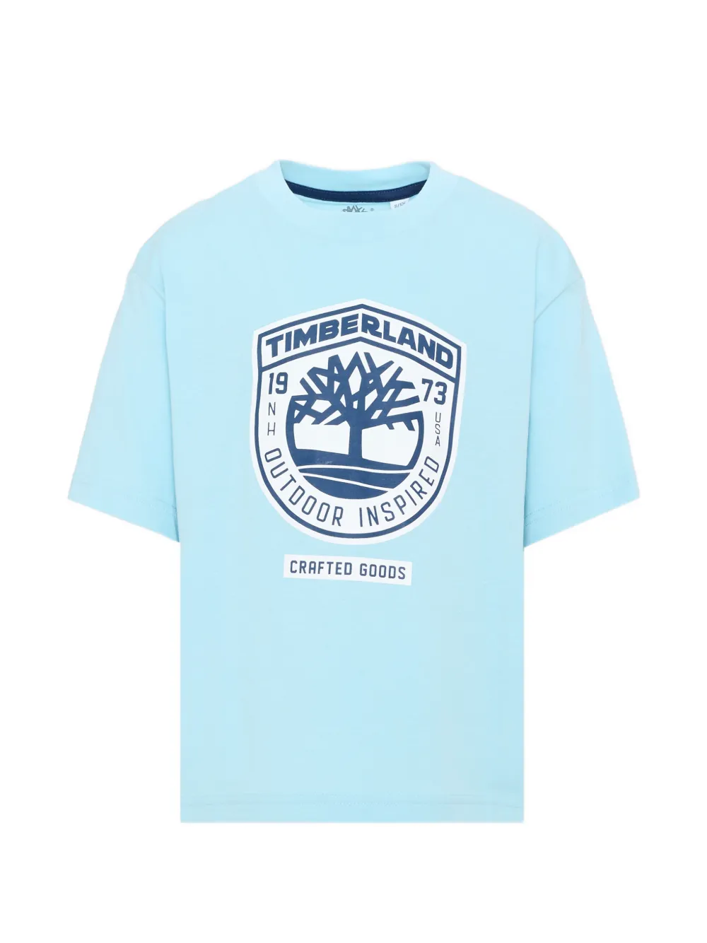 Timberland Kids logo-print short-sleeve organic cotton T-shirt - Blu