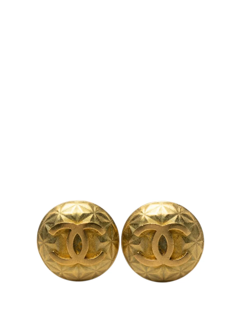 CHANEL Pre-Owned 1995 CC Gold Plated Round Clip On Earrings costume earrings