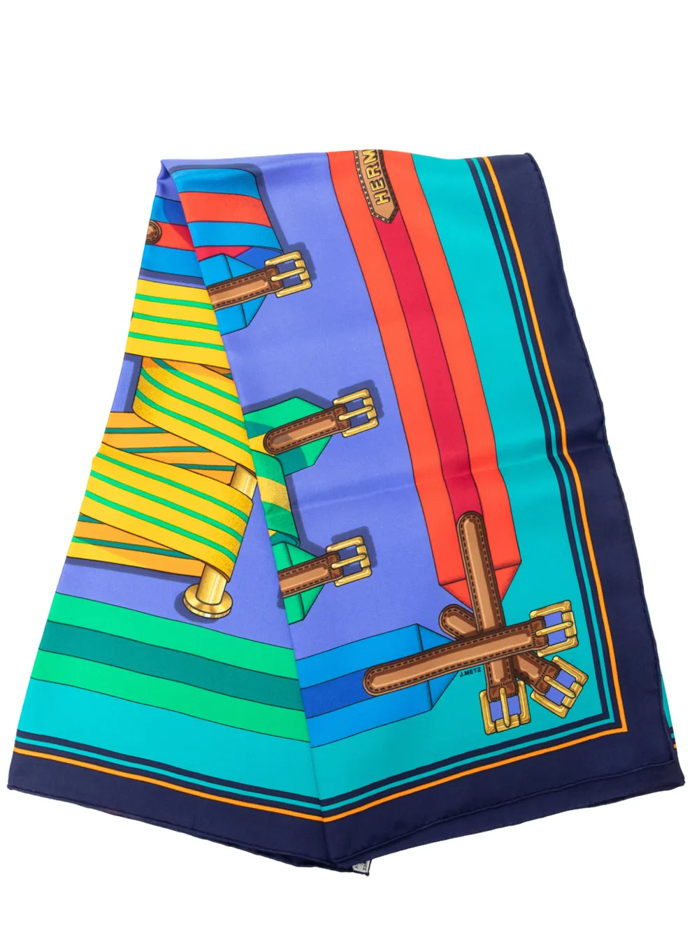 Hermès Pre-Owned 2000-2026 Les Sangles Silk Scarf 90 scarves - Blau