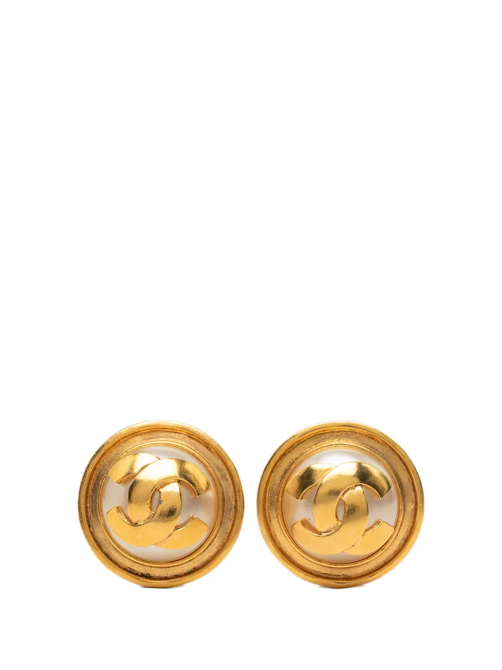 CHANEL Pre-Owned 1995 CC Gold Plated and Faux Pearls Clip On Earrings costume earrings - Oro
