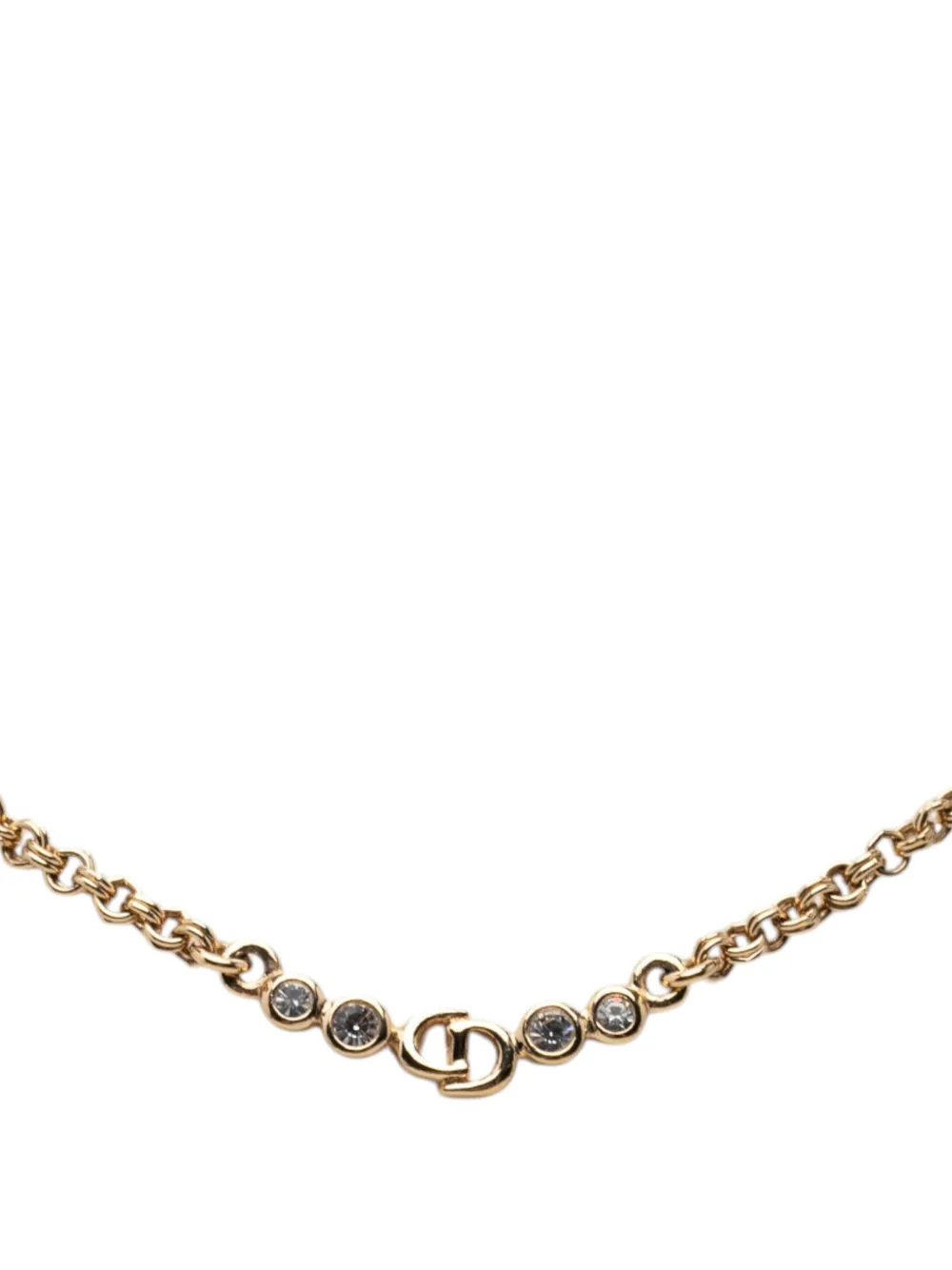 Christian Dior Pre-Owned 20th Century Gold Plated CD Logo Strass Pendant Necklace costume necklace