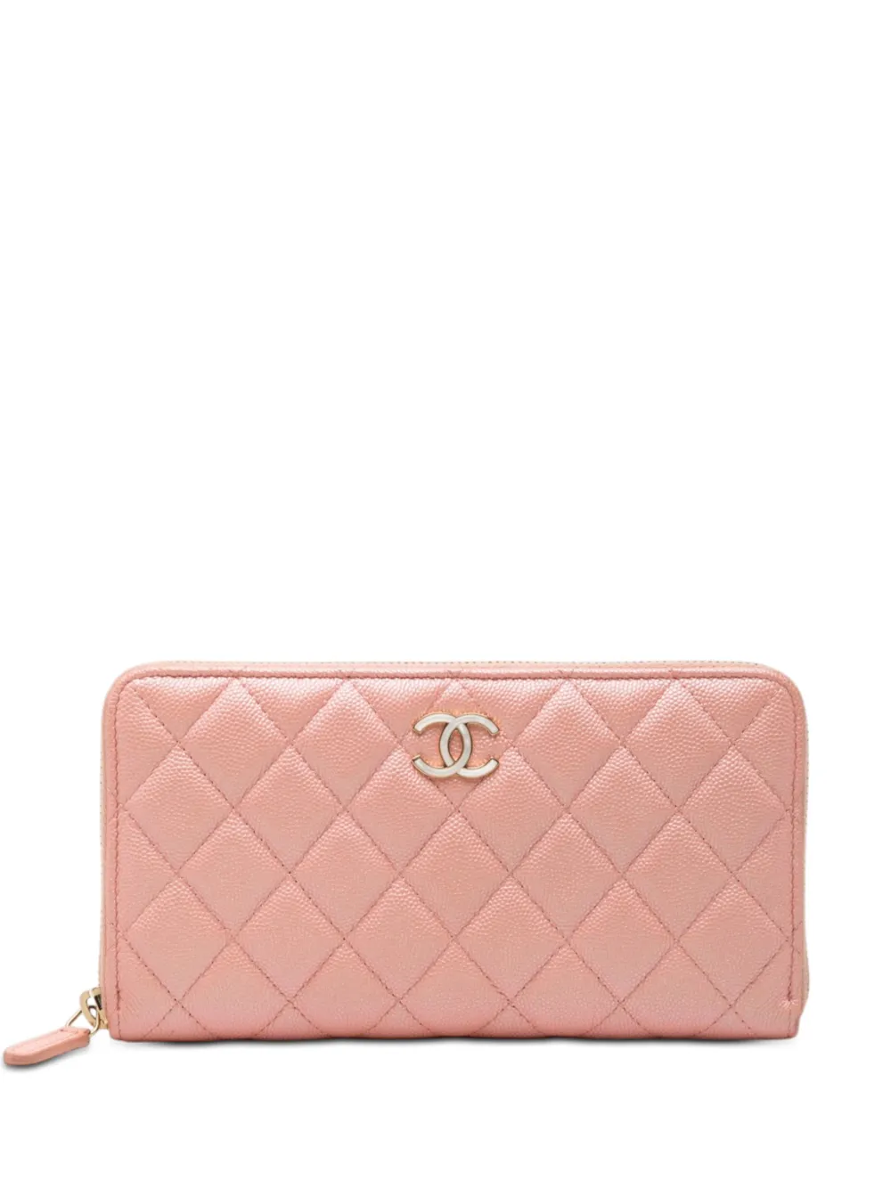 CHANEL Pre-Owned 2019 CC Quilted Caviar Zip Around Wallet long wallets - Rosa
