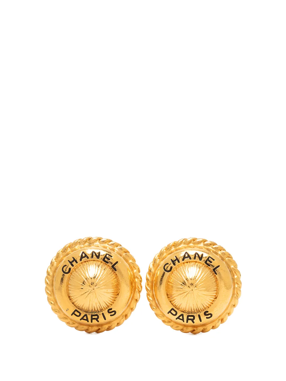 CHANEL Pre-Owned 1995 CC Gold Plated Round Logo Clip On Earrings costume earrings