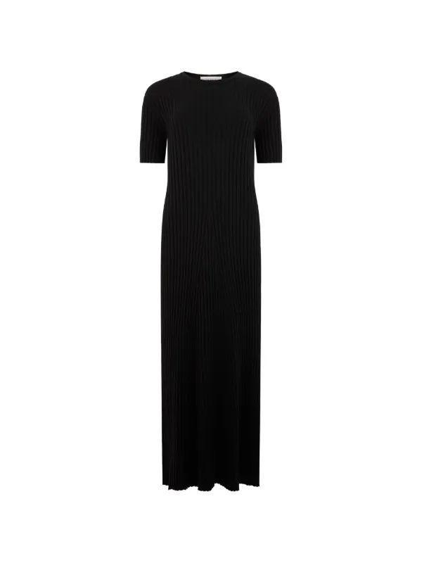 Lisa Yang Ribbed-knit Short-sleeve Maxi Dress in Black