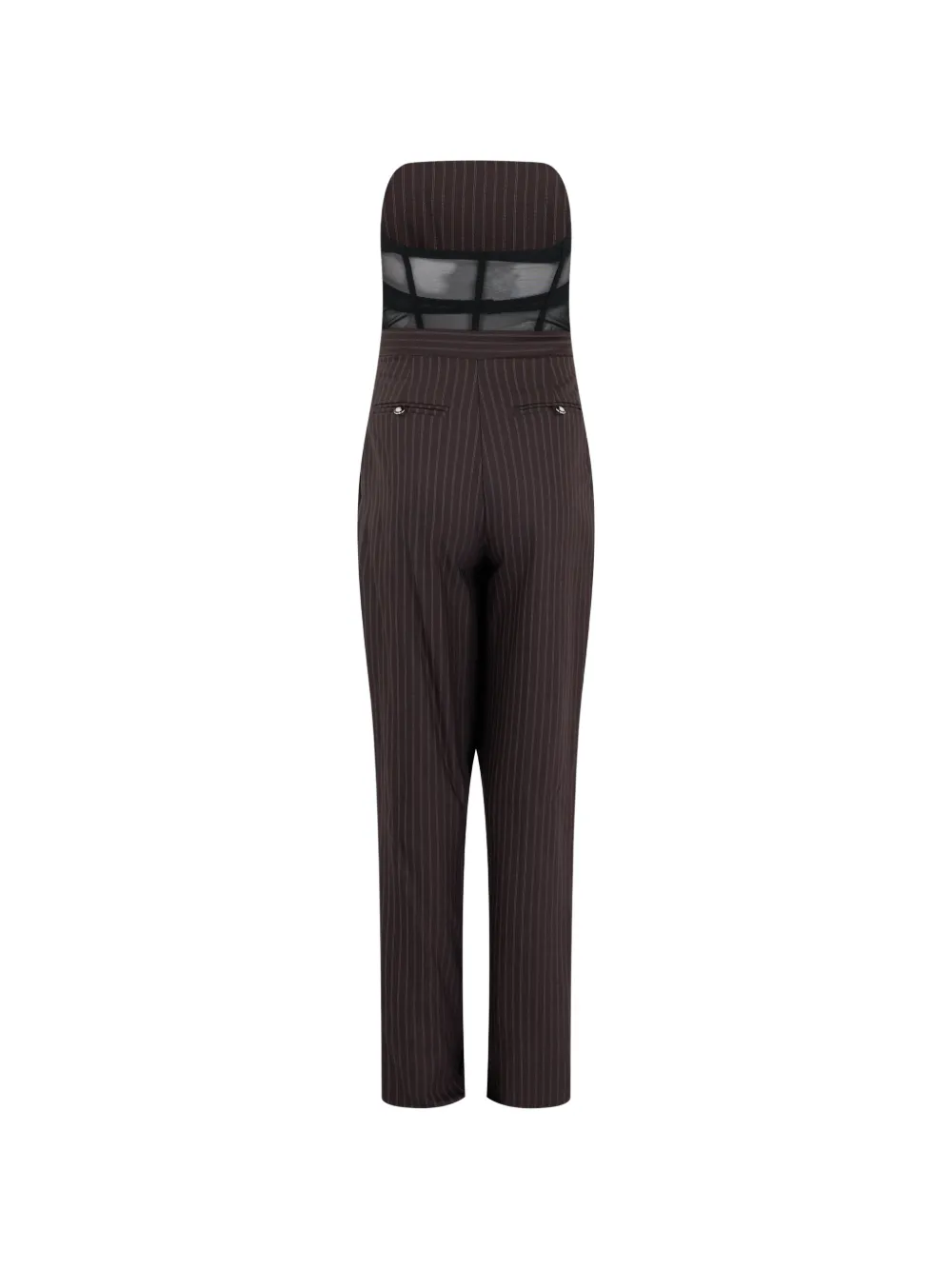 Elisabetta Franchi Jumpsuit van koele wollen stof met krijtstreep Zwart