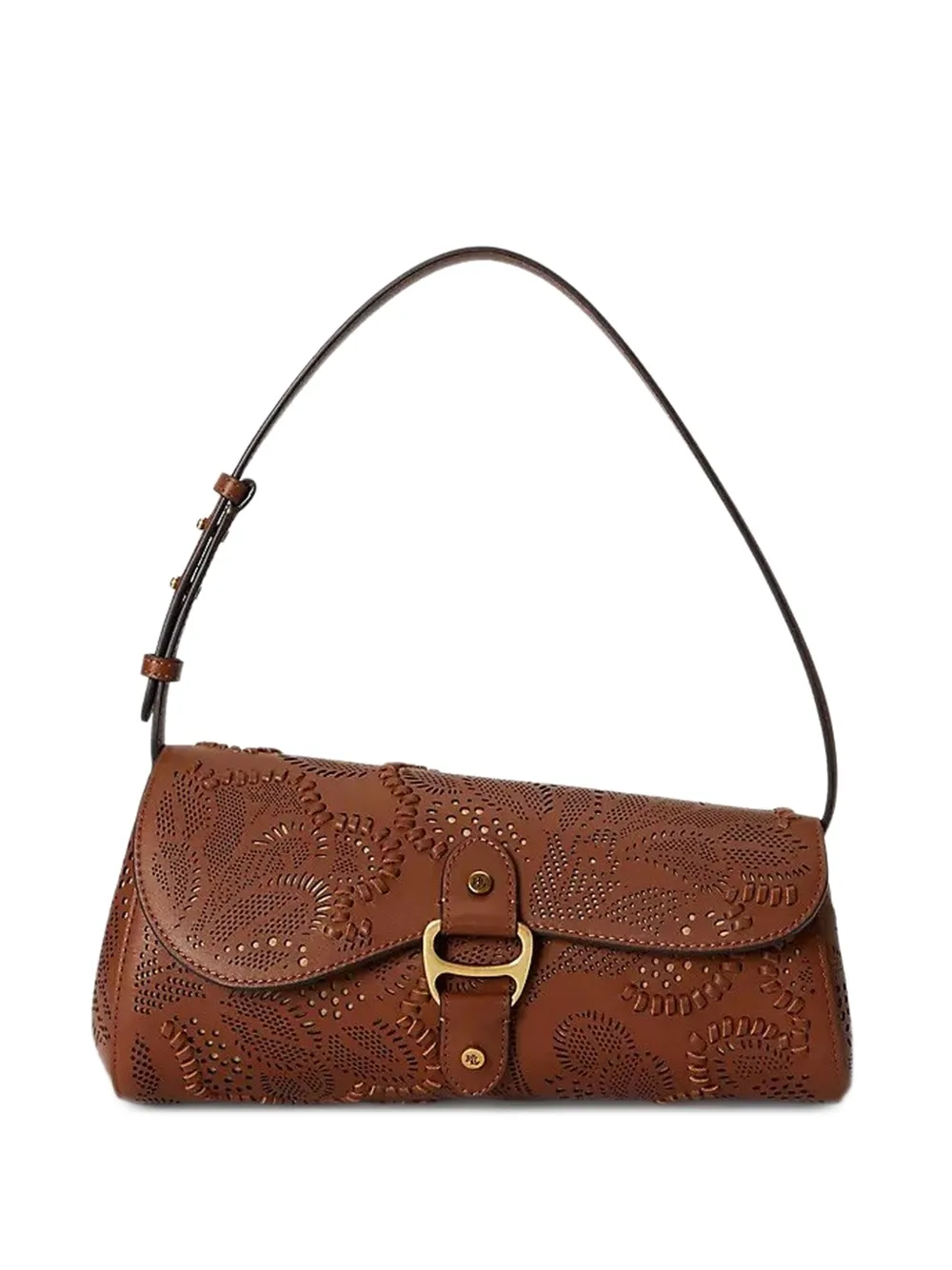 Lauren Ralph Lauren Tasha East-West perforated leather shoulder bag - Marrone
