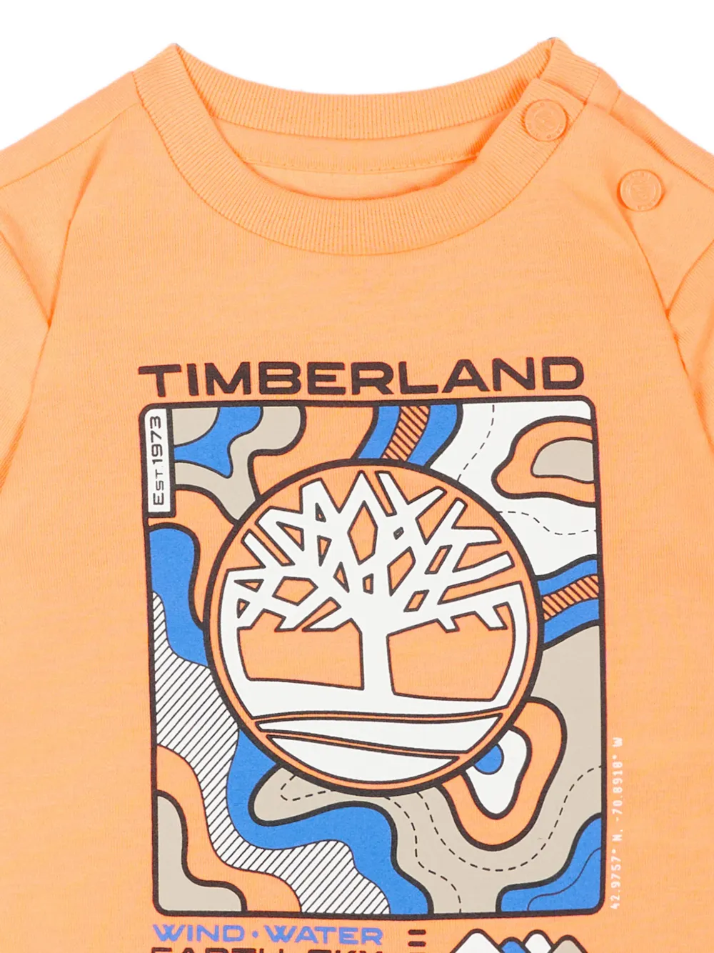 Timberland Kids T-shirt met logoprint en knoop op de schouders Oranje