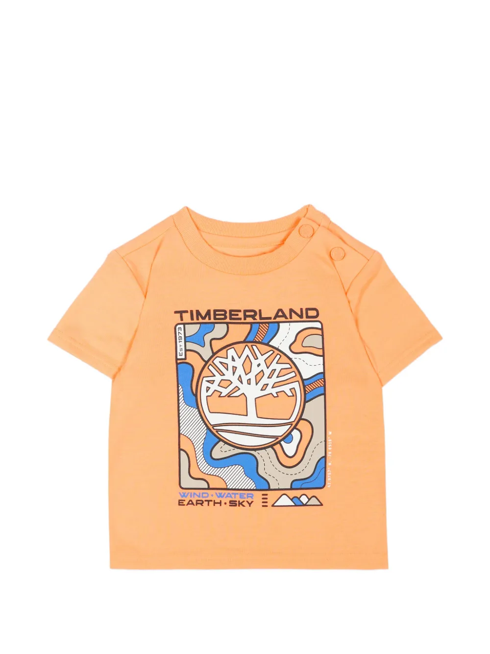 Timberland Kids logo-print shoulder-button T-shirt - Arancione