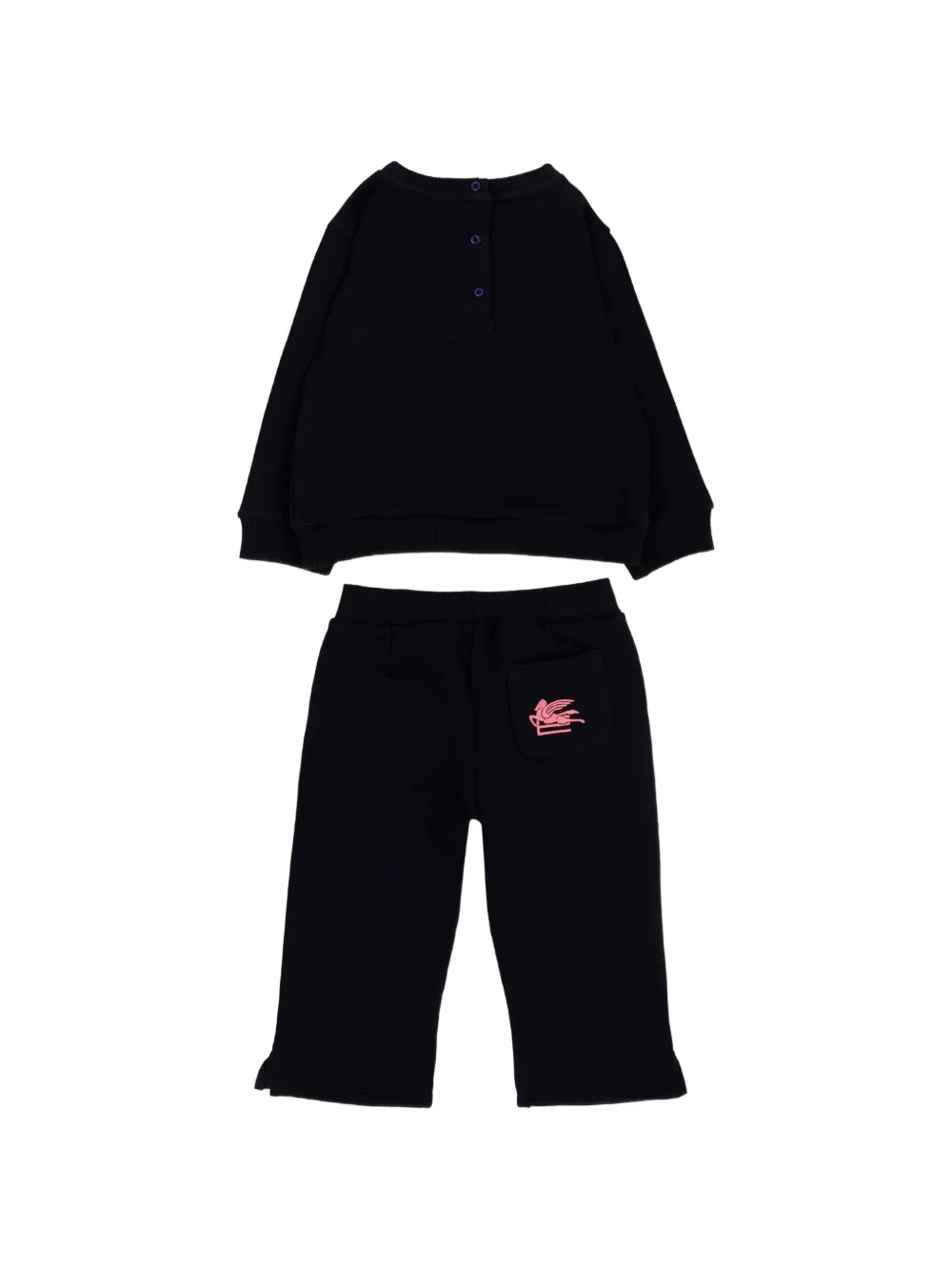 ETRO KIDS Broekset met geborduurde bloemen-print Zwart