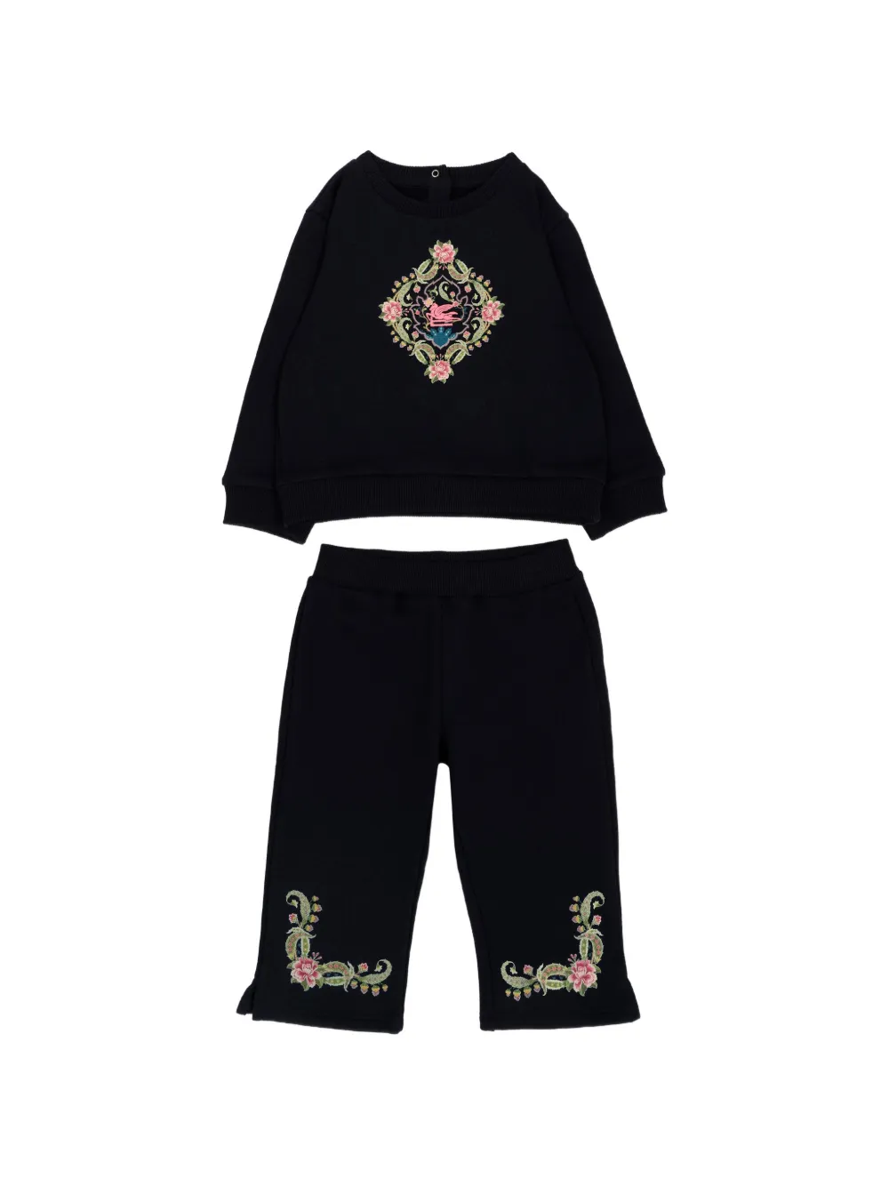 ETRO KIDS embroidered floral-print trousers set - Nero