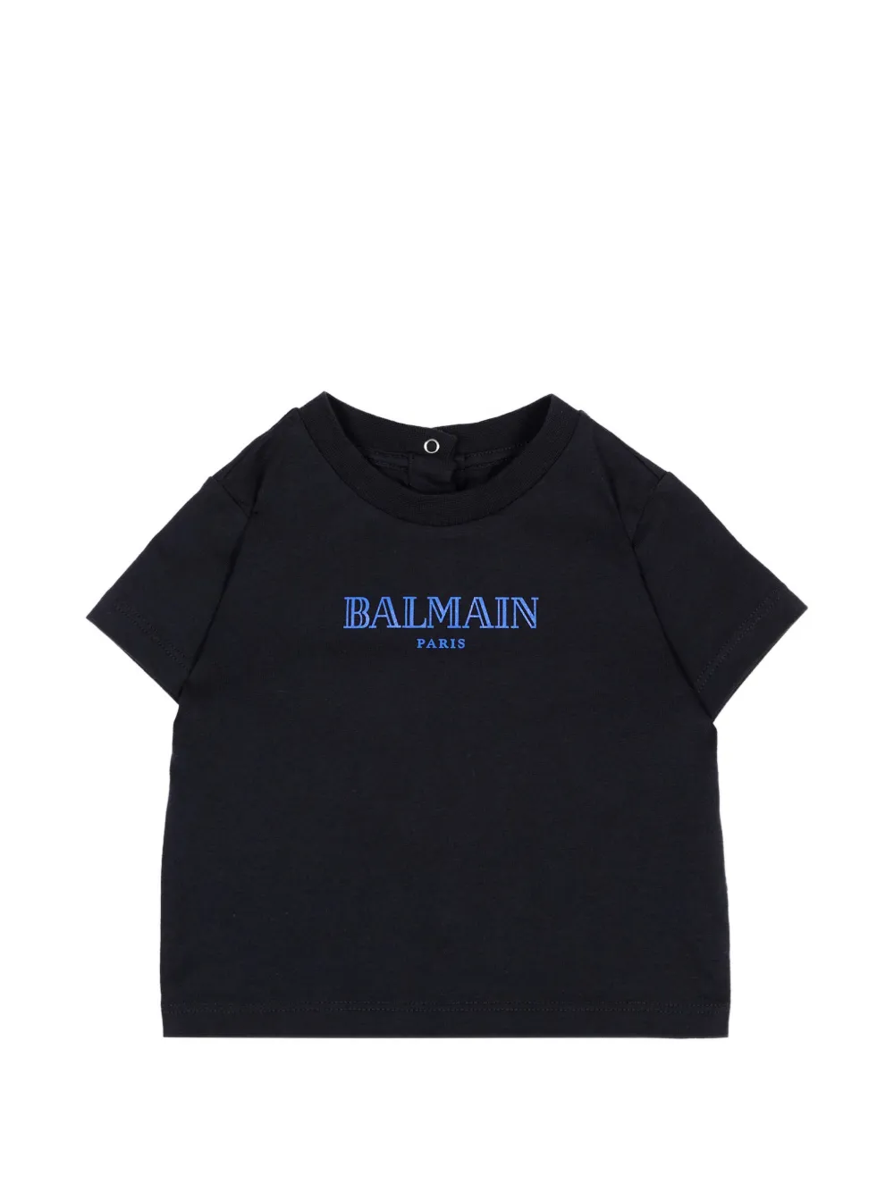 Balmain Kids logo-print press-stud T-shirt - Blu