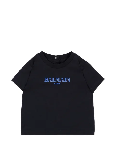Balmain Kids logo-print press-stud T-shirt