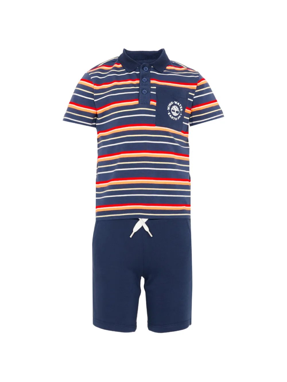 Timberland Kids striped polo-shirt and shorts set - Blu