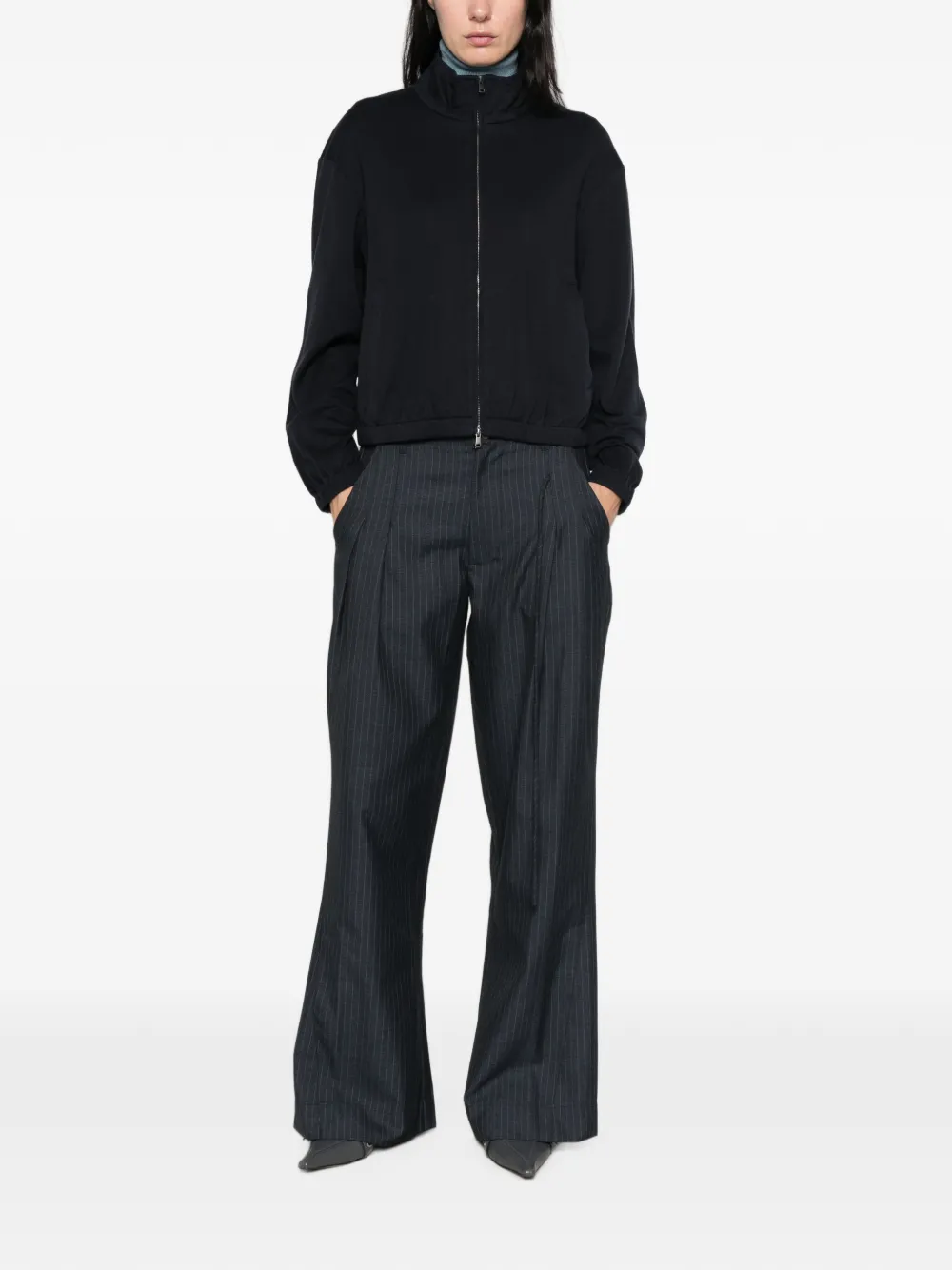 Max Mara Jersey jack met rits Blauw