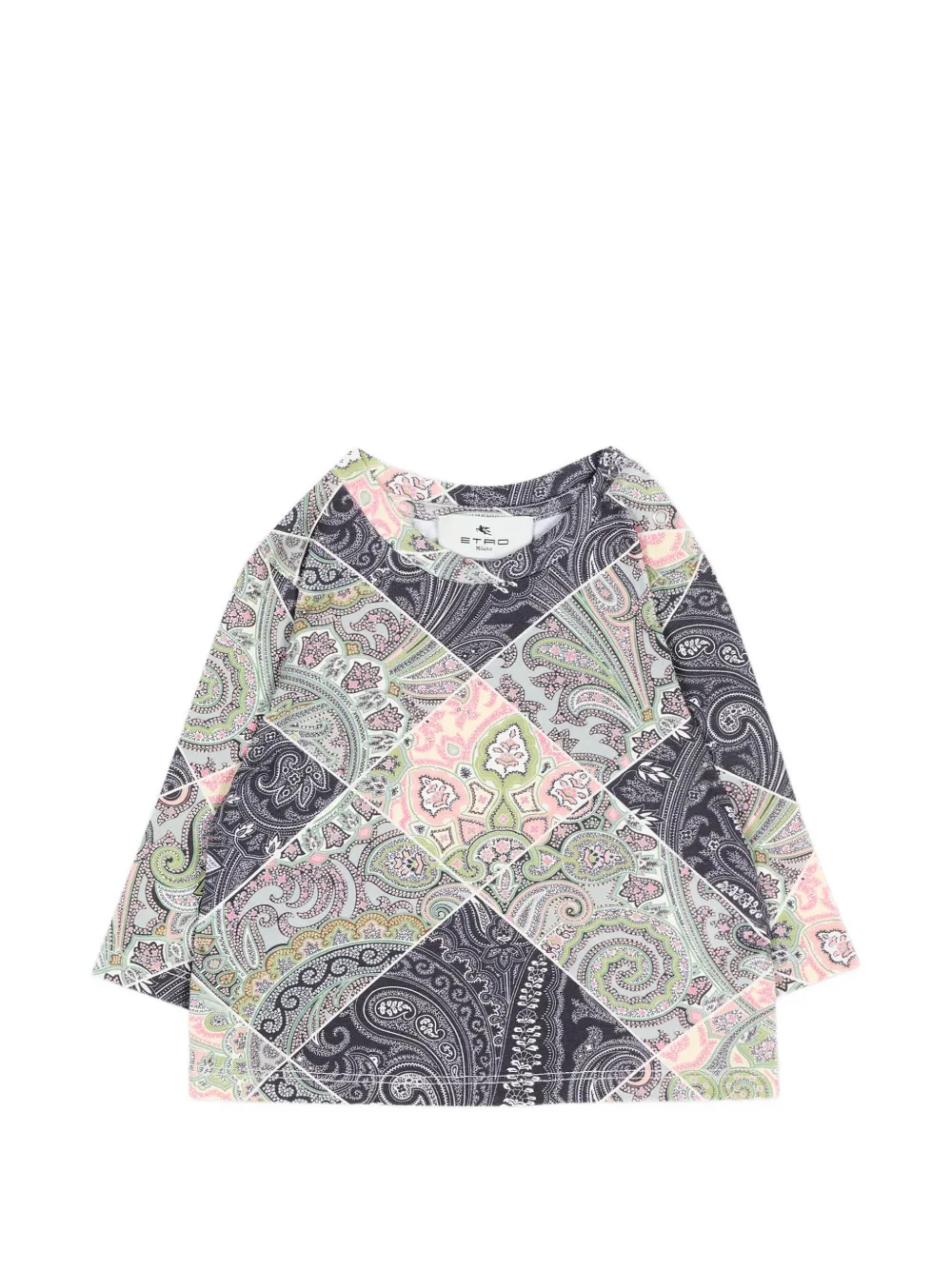 ETRO KIDS patchwork paisley-print T-shirt - Grigio