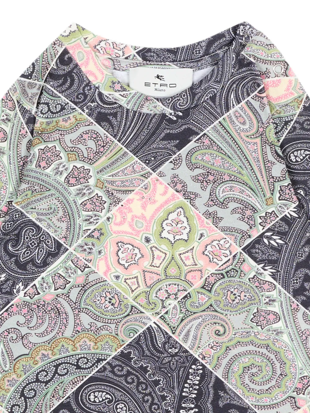 ETRO KIDS T-shirt met paisley-print en patchwork Grijs