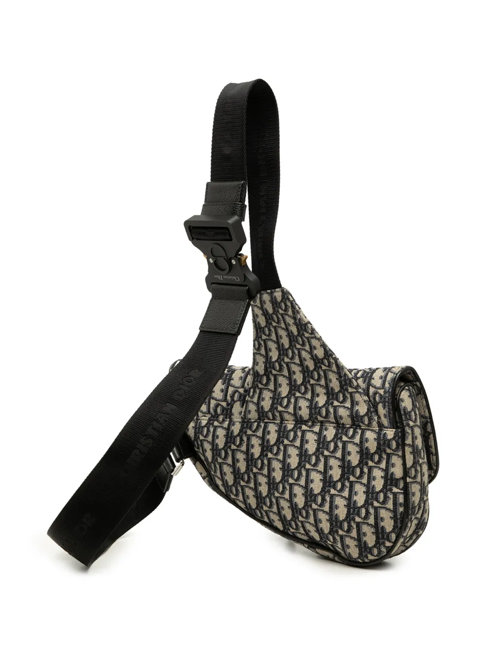 Dior Pre-owned 2019 Oblique Canvas Saddle Crossbody Bag in Blue, view 3