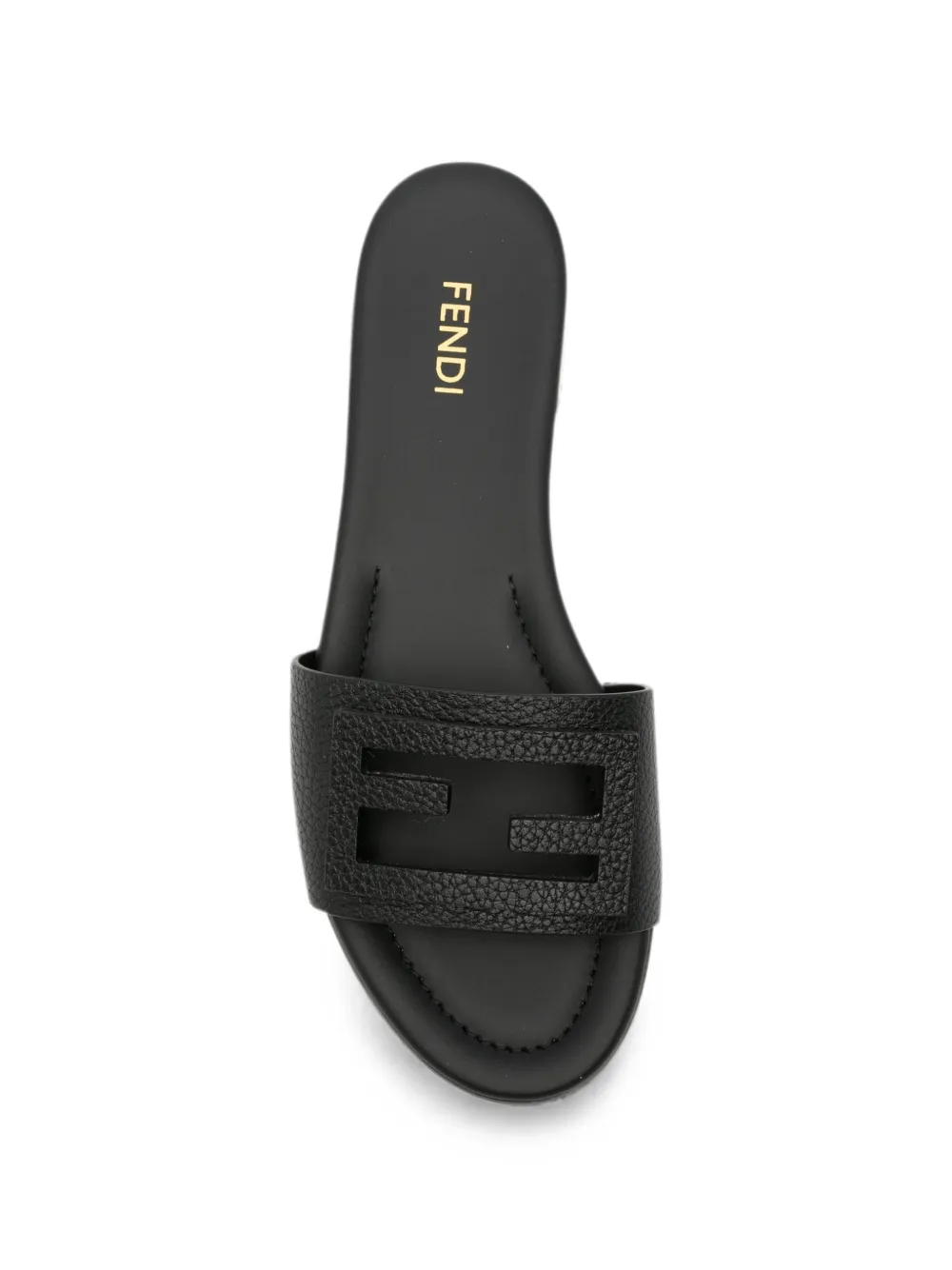 FENDI Baguette leren slippers met FF-logo Zwart