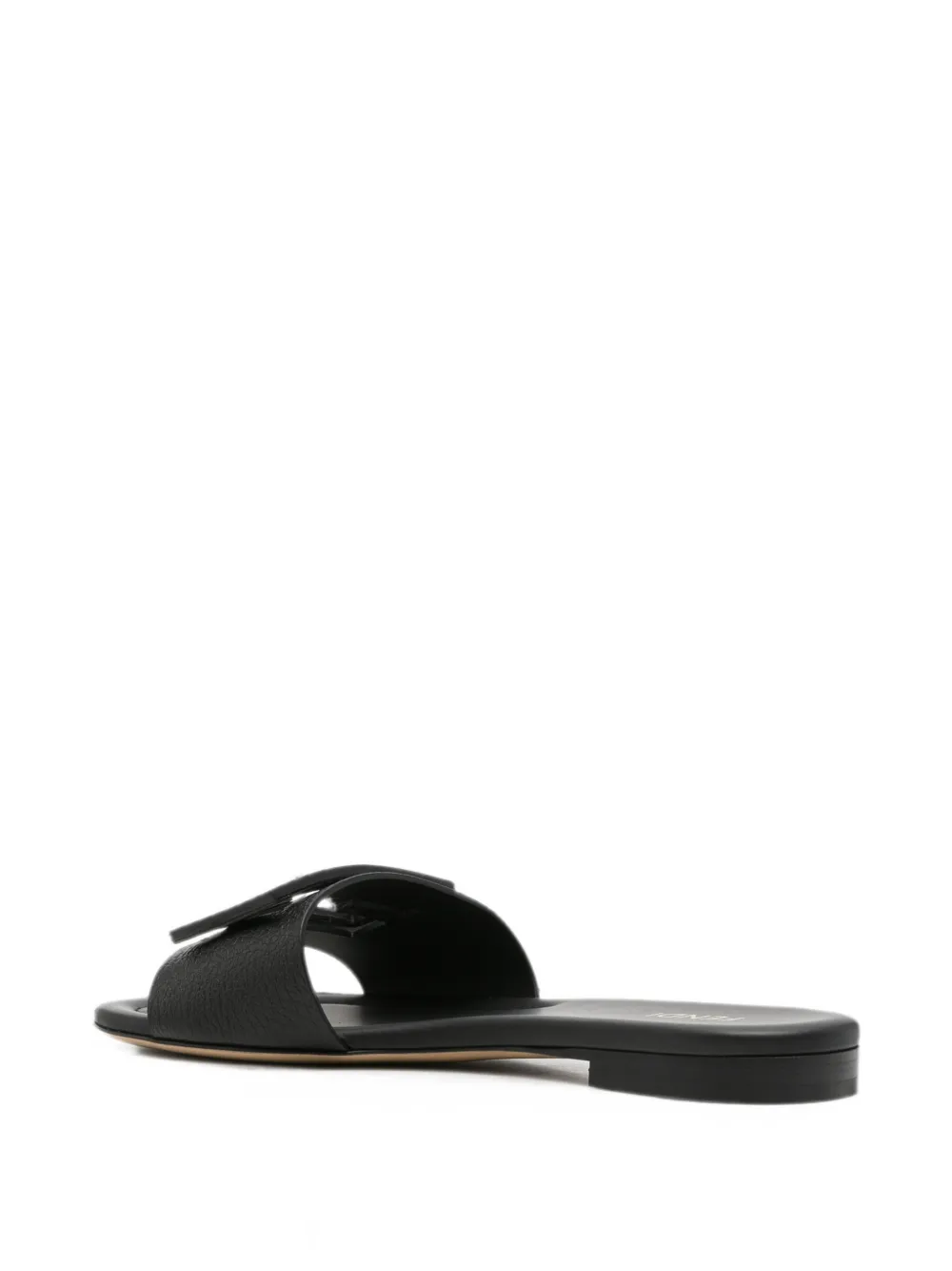 FENDI Baguette leren slippers met FF-logo Zwart