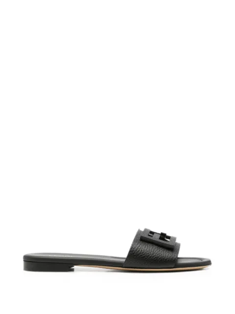 FENDI Baguette FF-logo leather slides