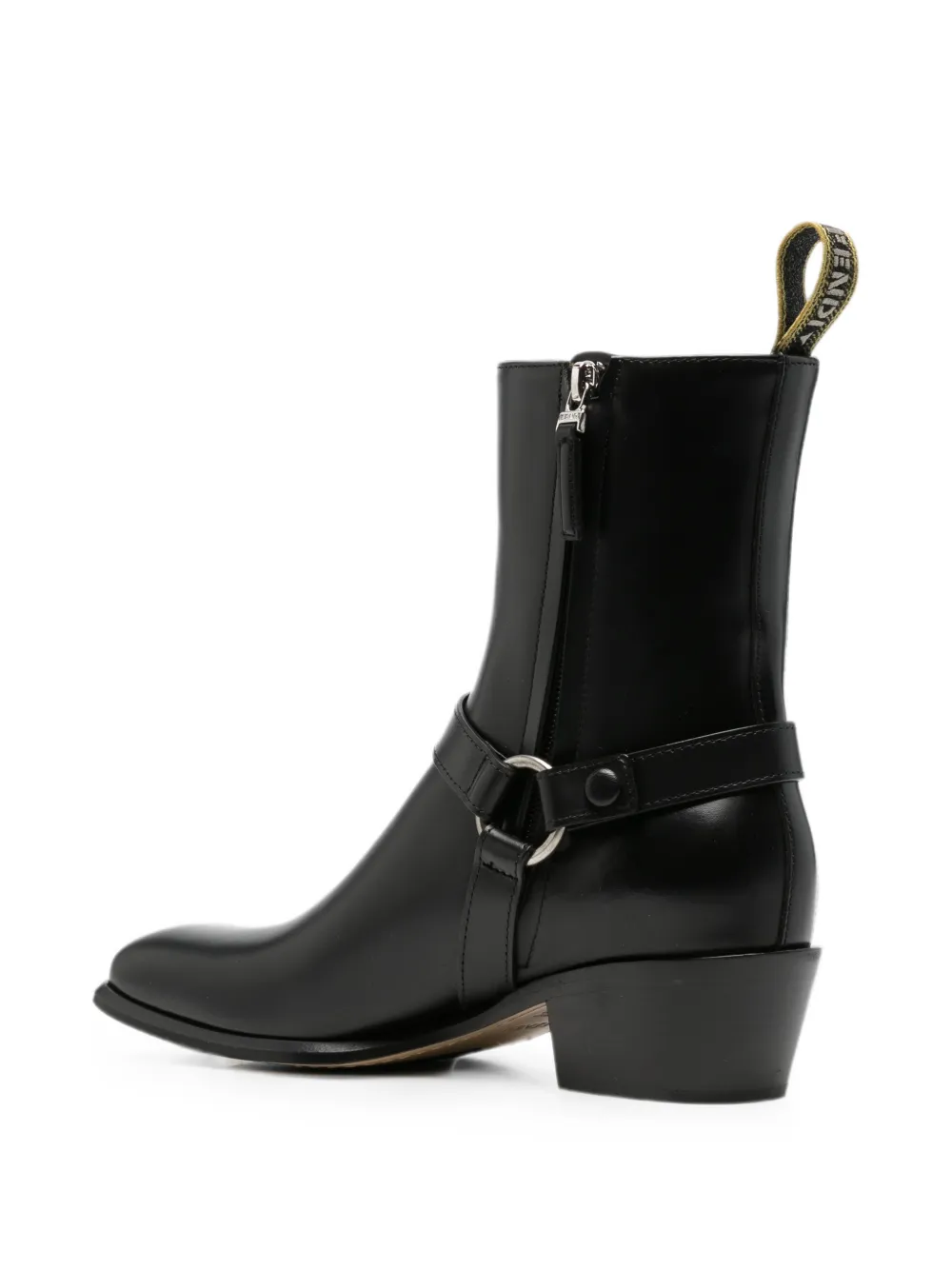 FENDI Double O leren enkellaarzen Zwart