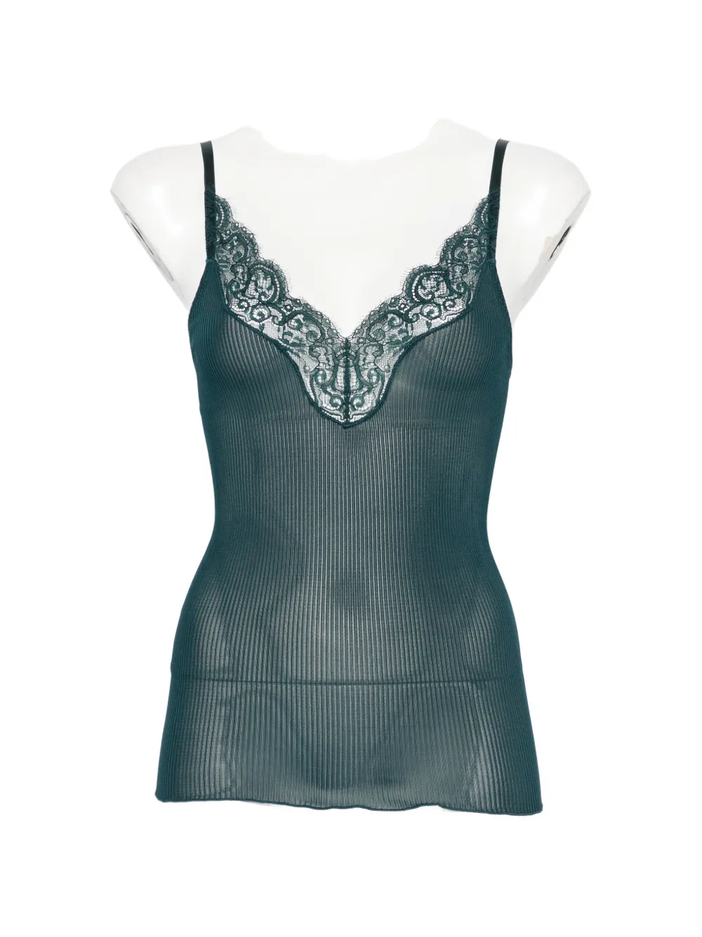 Saint Laurent lace-trim ribbed camisole top - Nude