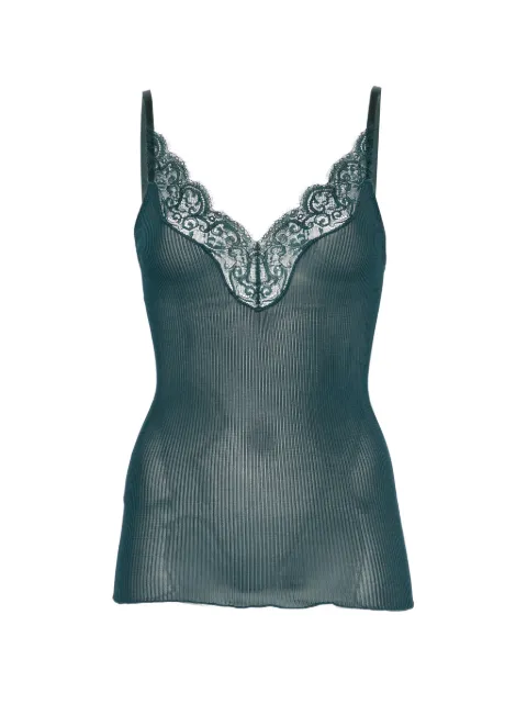 Saint Laurent ribbet camisole-top med blondekant