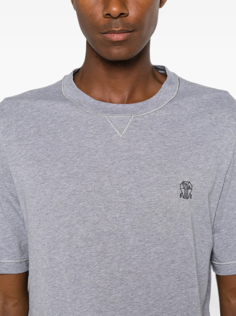 Brunello Cucinelli T-shirt met geborduurd logo Grijs