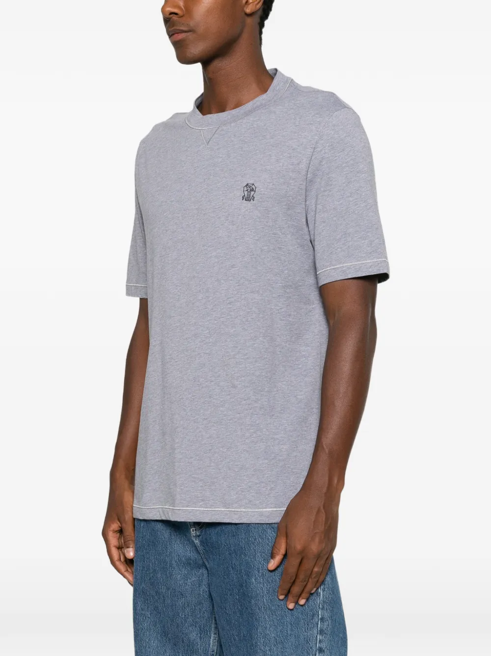 Brunello Cucinelli T-shirt met geborduurd logo Grijs