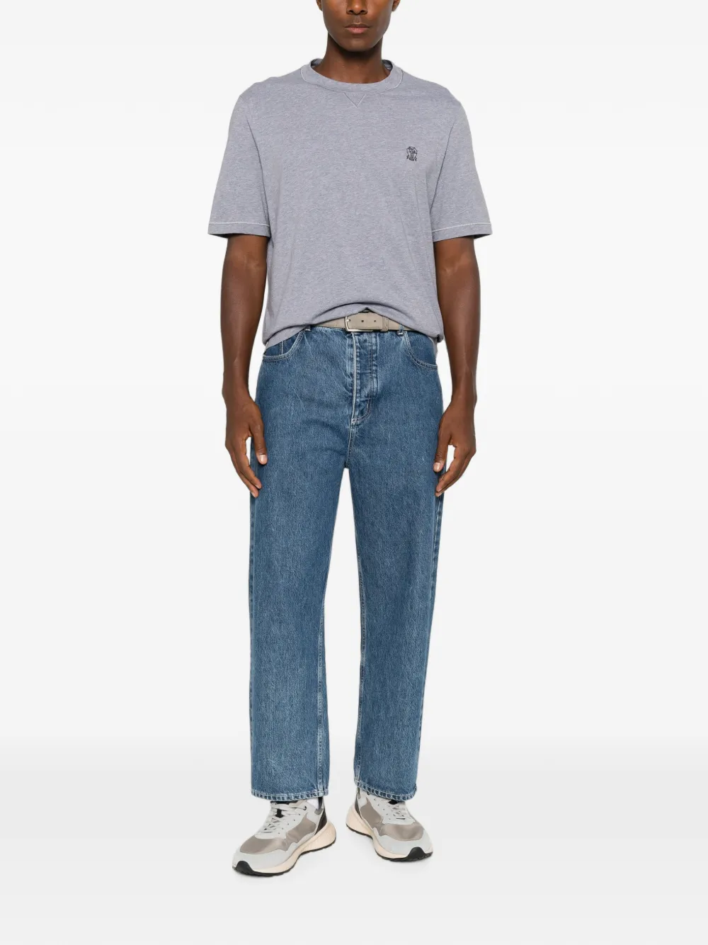 Brunello Cucinelli T-shirt met geborduurd logo Grijs