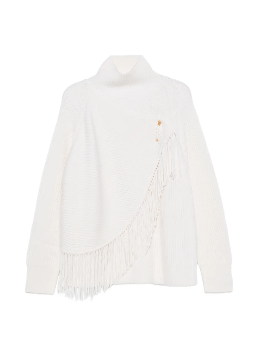 Carven Maglione a collo alto con frange - Bianco