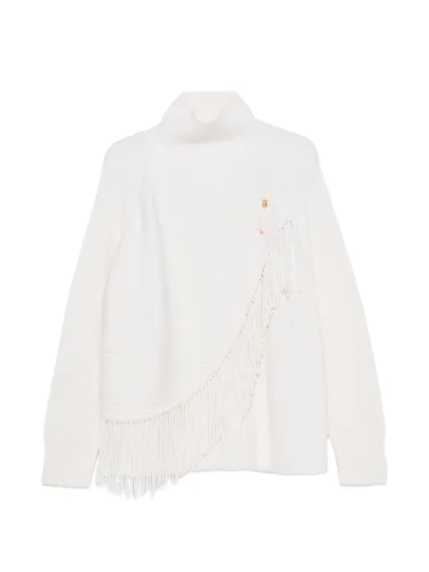 Carven suéter tejido con cuello de tortuga y flecos