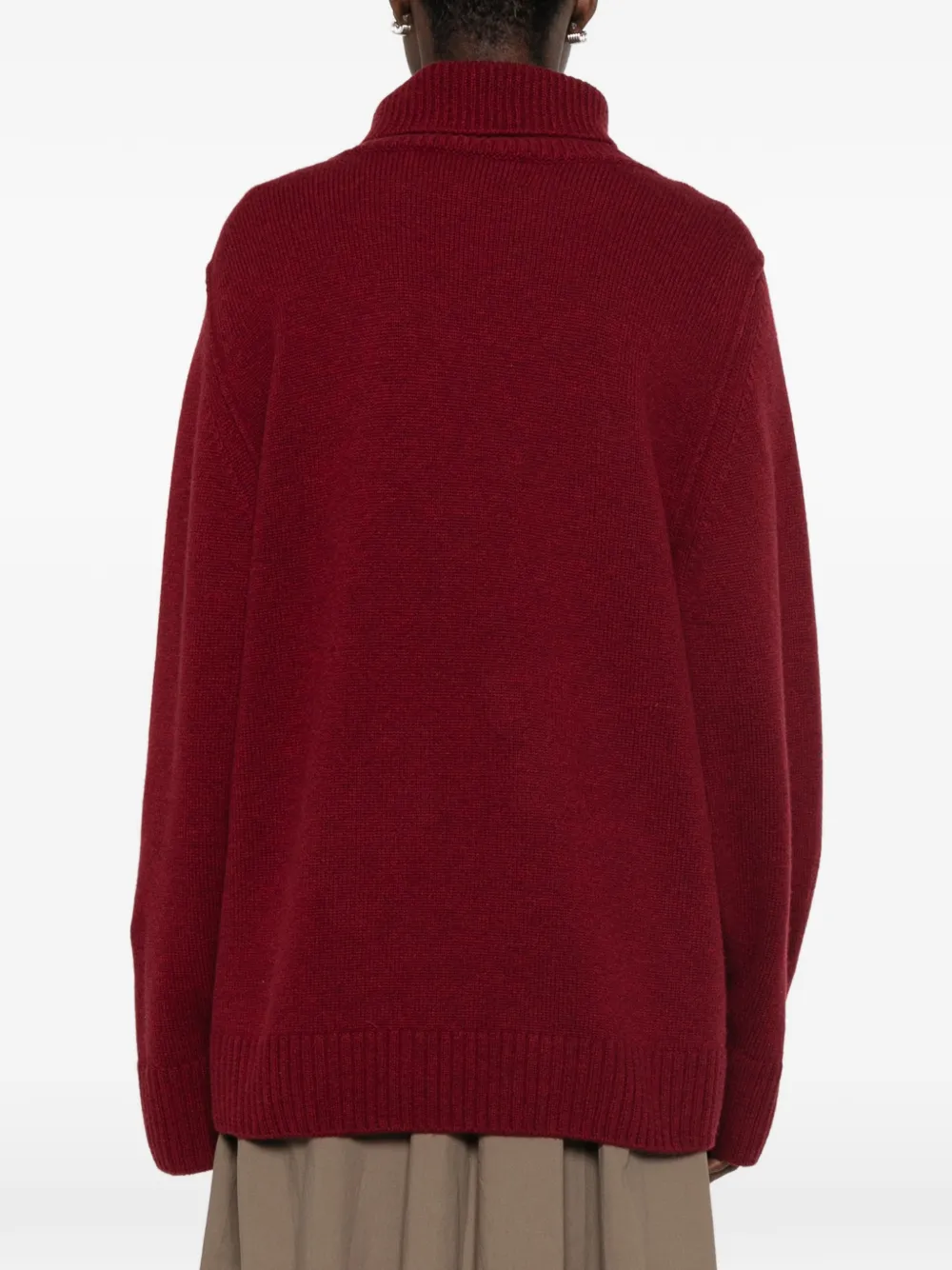 BOMPARD Trui met hoge hals en split op de mouwen Rood