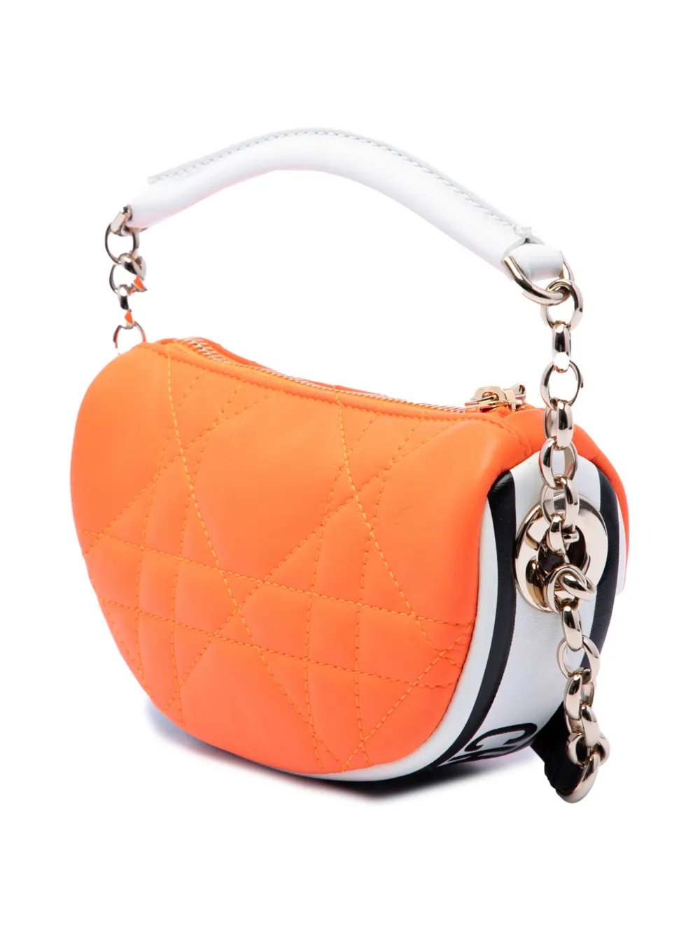 Dior Pre-owned 2022 Micro Lambskin Cannage Dior Vibe Hobo Satchel in Orange, view 3