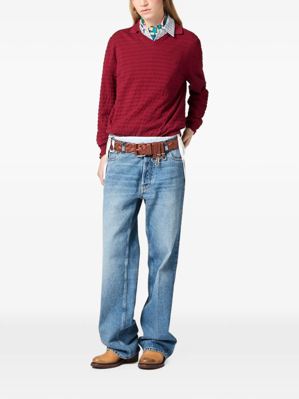 Miu Jeans met gewassen-effect Blauw
