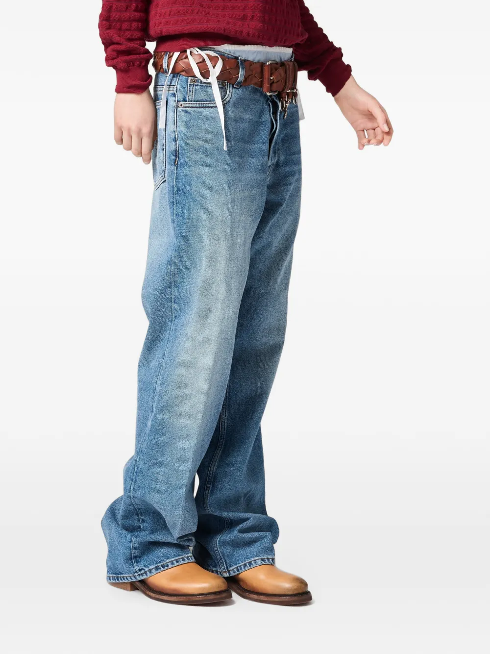 Miu Jeans met gewassen-effect Blauw