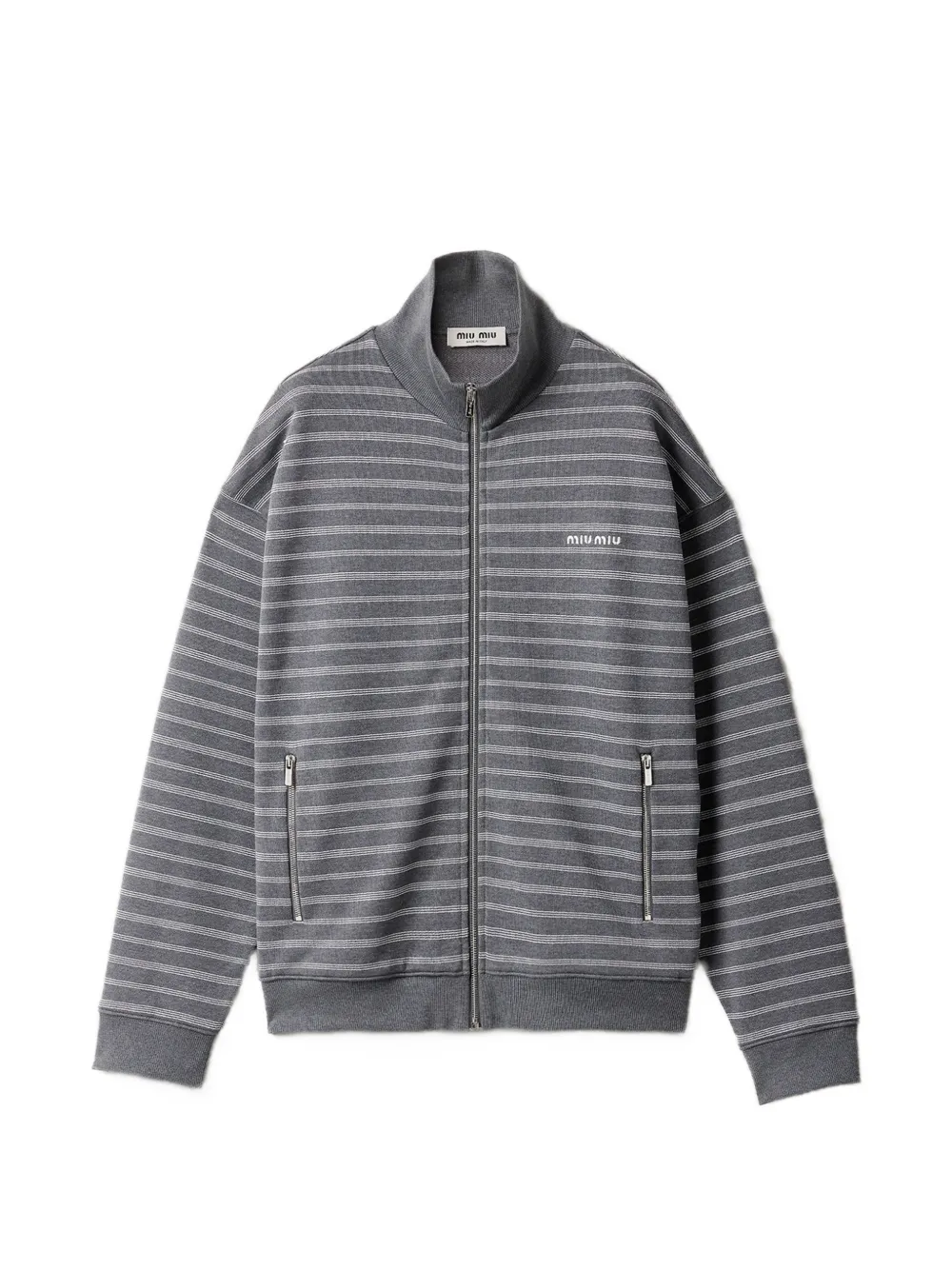 Miu Miu striped cotton fleece jacket - Grau