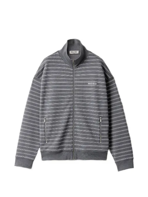 Miu Miu striped cotton fleece jacket