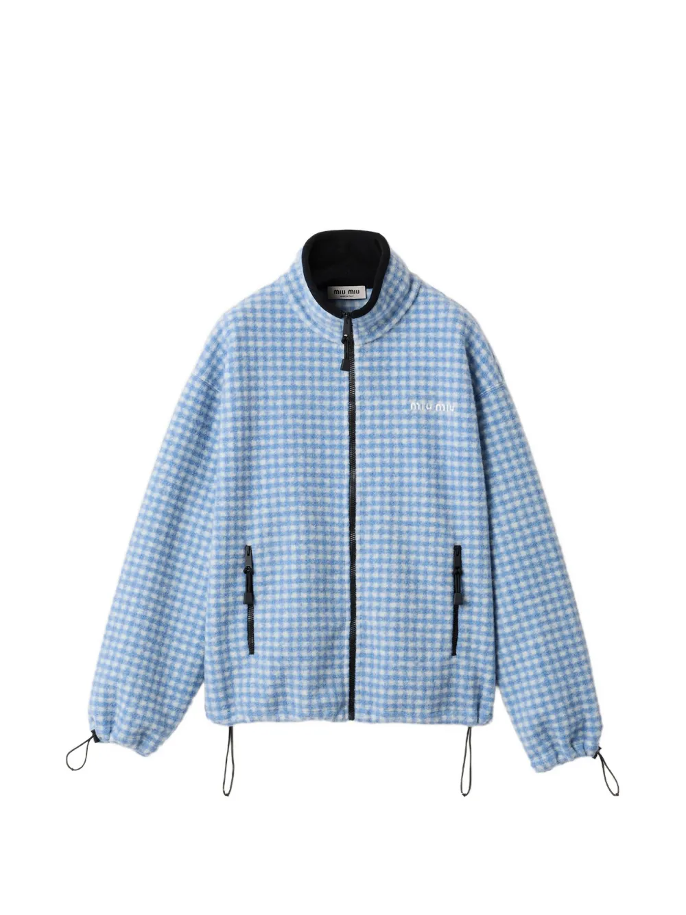 Miu Miu gingham check fleece jacket - Blu