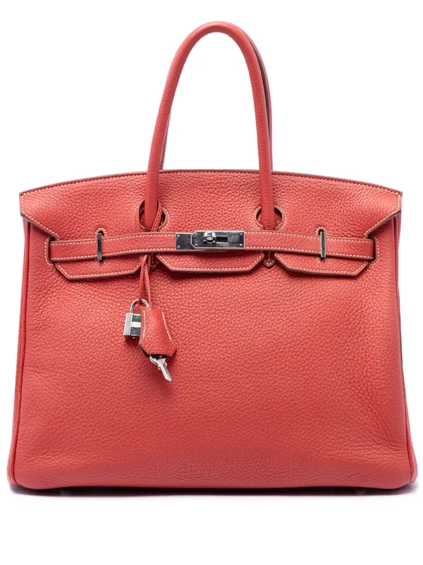 Hermès Pre-owned 2011 Clemence Birkin Retourne 35 Handbag in Red