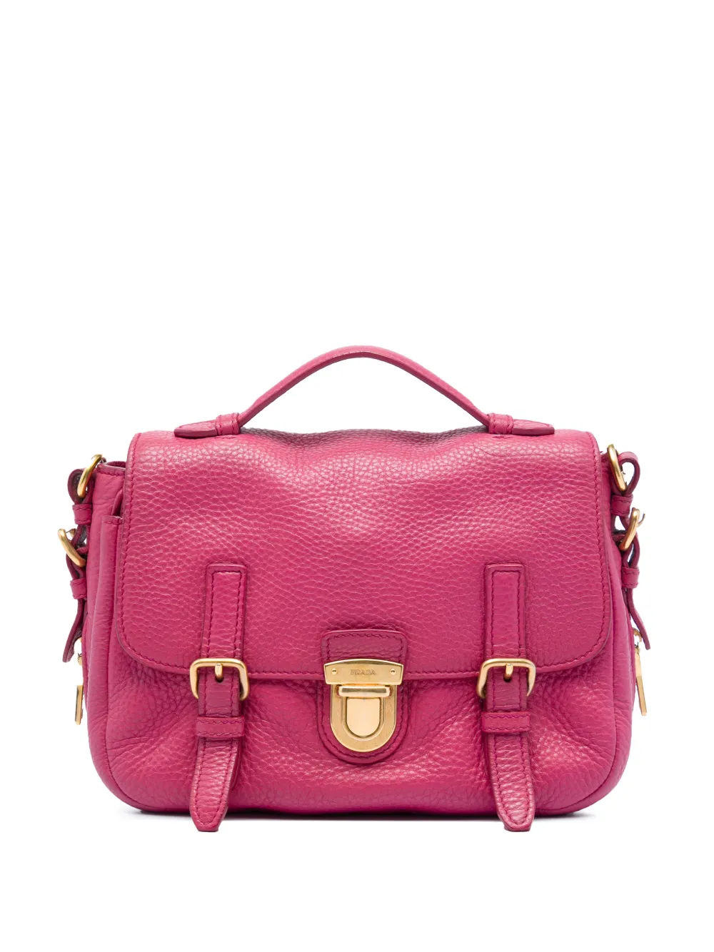 Prada Pre-Owned 2013-2026 Vitello Daino Push Lock Double Buckle Messenger Bag satchel - Rosa