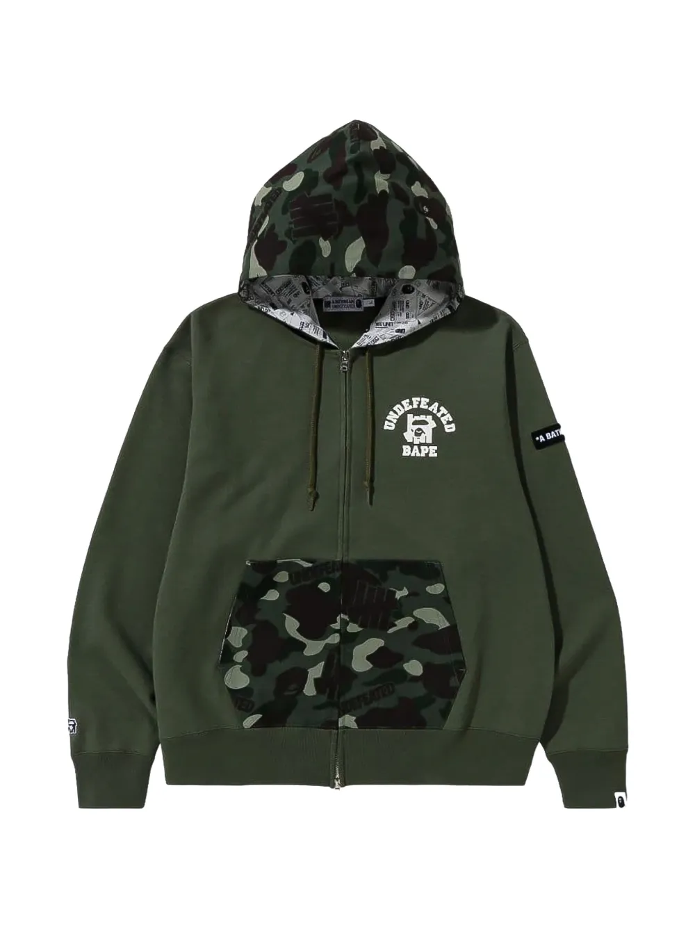 A BATHING APE® x Undefeated Color Camo zip-up hoodie - Verde