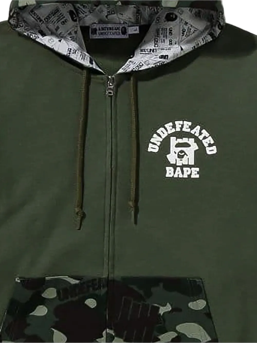 A BATHING APE x Undefeated Color Camo hoodie met rits Groen