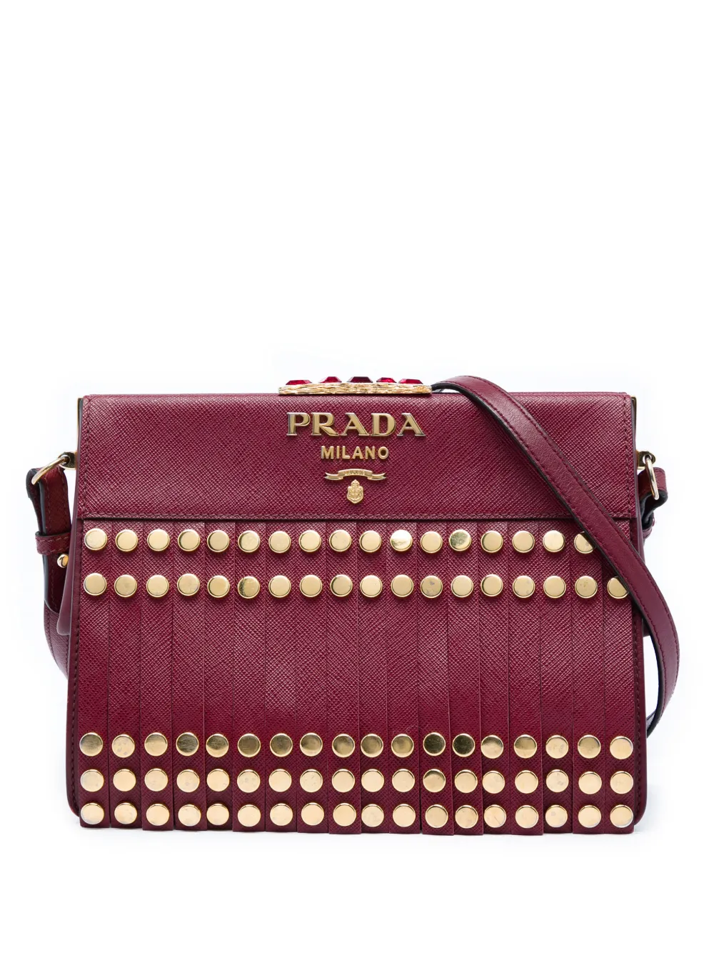 Prada Pre-Owned 2013-2026 Studded Saffiano Lux Idol crossbody bag - Rot