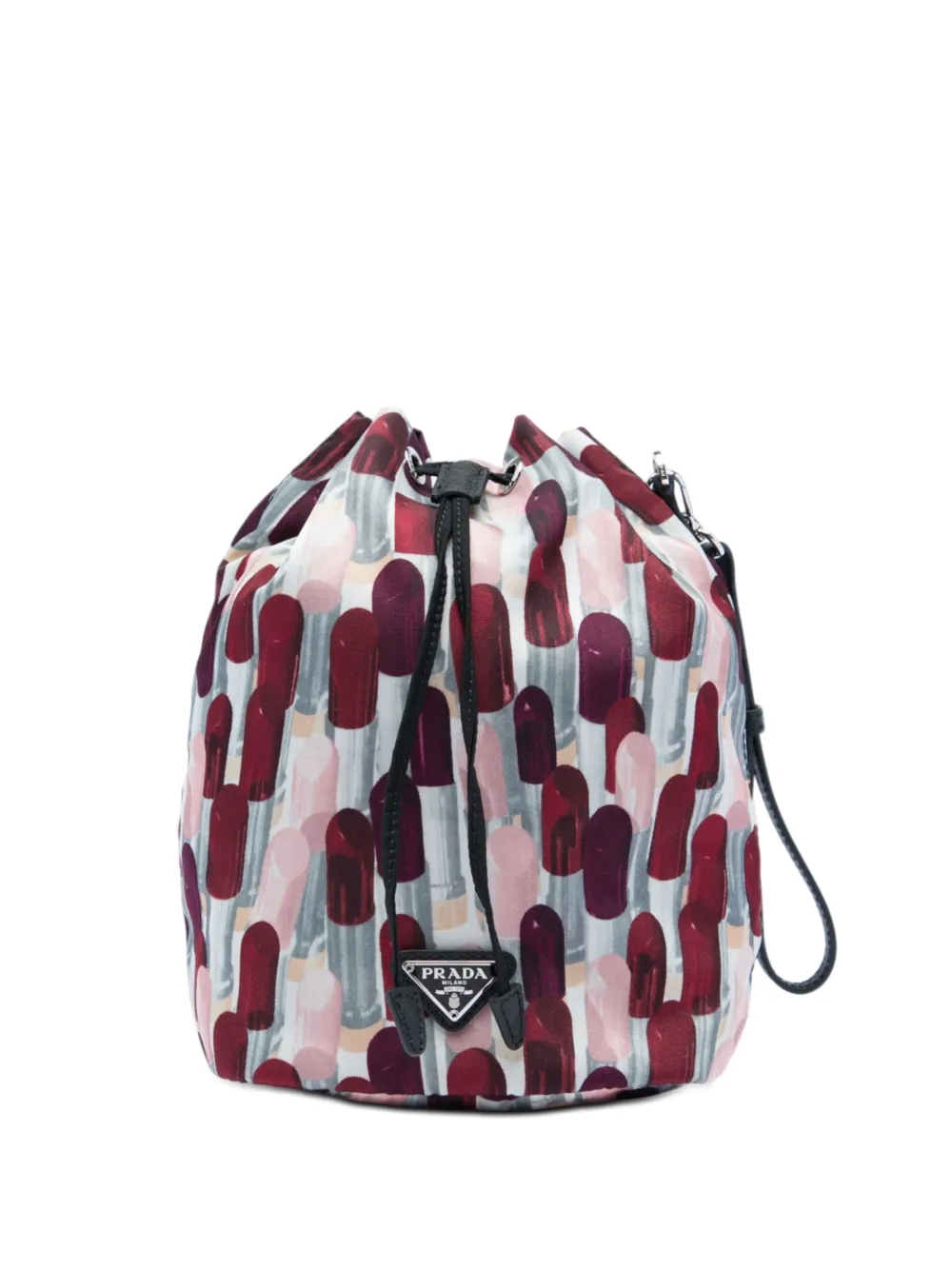 Prada Pre-Owned 2013-2026 Tessuto Lipstick Print Drawstring pouch - Weiß