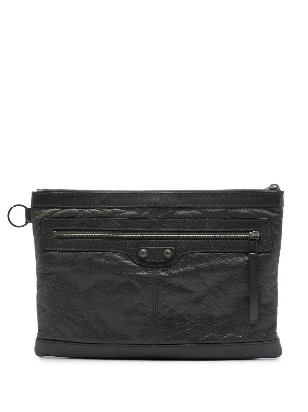 Balenciaga Pre-Owned 2015 Lambskin Motocross Classic Clip M clutch bag - Nero