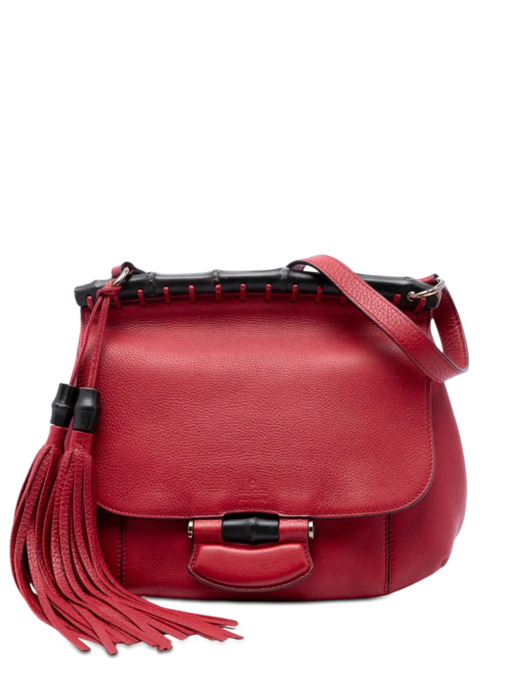 Gucci Pre-Owned 2016-2026 Medium Leather Bamboo Nouveau Fringe crossbody bag - Rosso