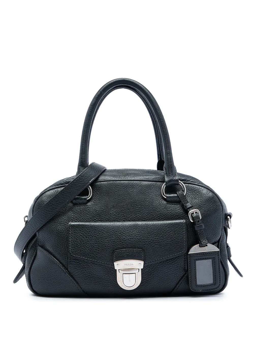 Prada Pre-Owned 2010-2026 Vitello Daino Front Pocket Boston Bag satchel - Schwarz