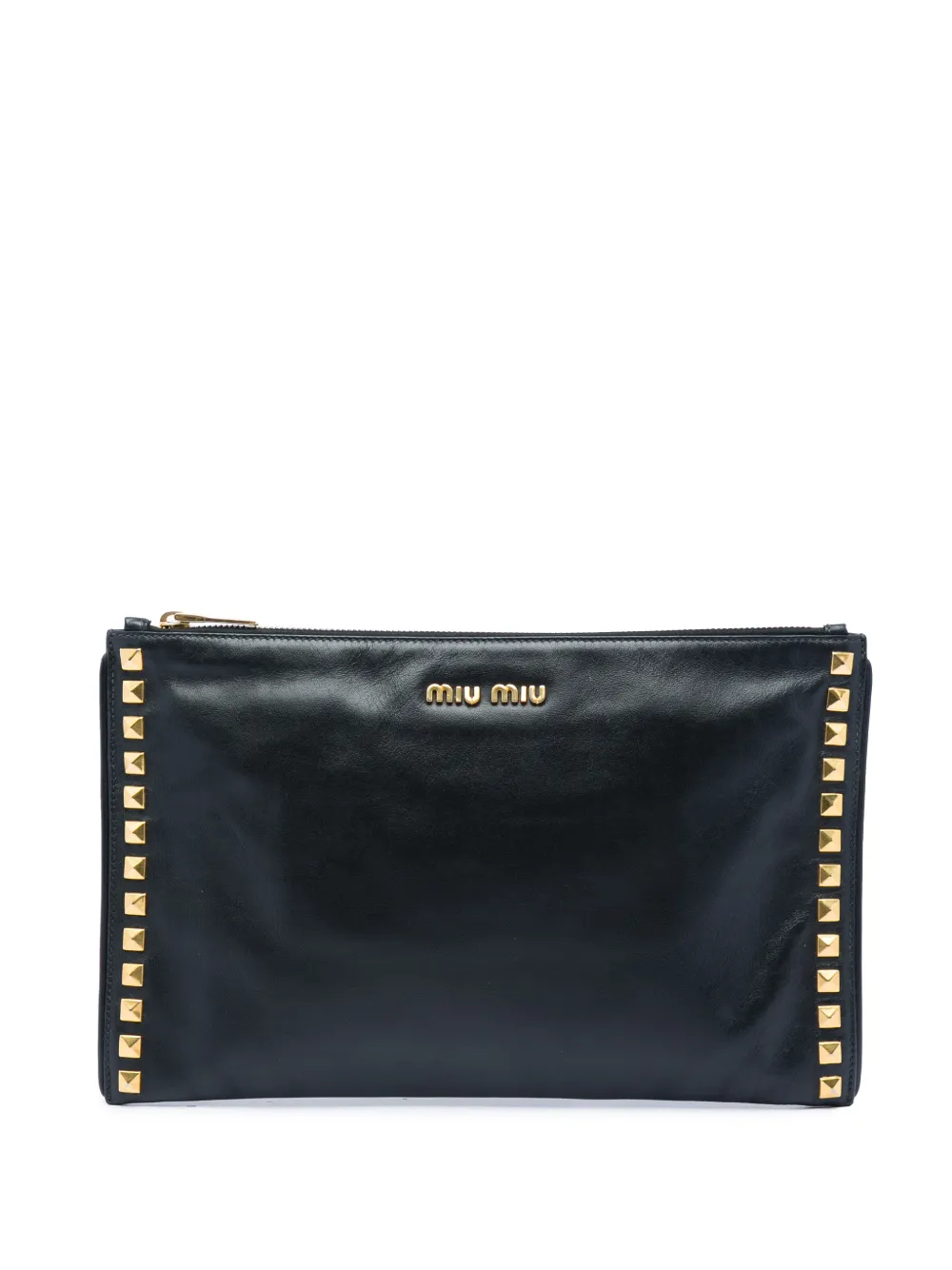 Miu Miu Pre-Owned 2010-2026 Studded Leather Zip clutch bag - Schwarz